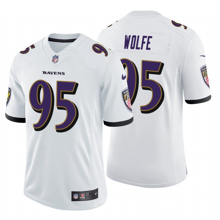 Men Baltimore Ravens 95 Derek Wolfe Nike White Game Player NFL Jersey